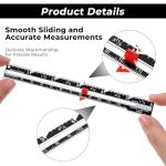 3 Pack Sewing Ruler Sliding Gauge Sewing Measuring Tool Black Metal Seam Guide Ruler for Knitting Crafting Sewings Beginner Hemming Quilting Crafting