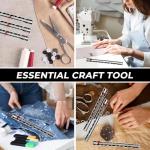 3 Pack Sewing Ruler Sliding Gauge Sewing Measuring Tool Black Metal Seam Guide Ruler for Knitting Crafting Sewings Beginner Hemming Quilting Crafting