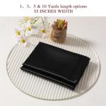 Q&J Fabric Co. Black Satin Fabric by The Yard Soft Charmeuse Cloth Silky Fabric Polyester Fabric 55'' for DIY Sewing Crafts Wedding Dresses & Party Decor | Smooth, Shiny & Wrinkle-Resistant (1 Yard)