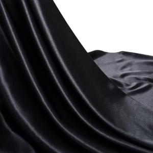 Black Silk Satin Fabric 5 Yards 55" Wide, Shiny and Soft Charmeuse Satin Fabric for Sewing Wedding Bridal Dress Crafts