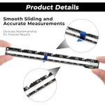 3 Pack Sliding Gauge Sewing Measuring Tool Sewing Rulers and Guides for Fabric Metal Knitting Gauge Measure Tools for Knitting Crafting Sewings Beginner Hemming Measuring Quilting Crafting Black