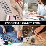 3 Pack Sliding Gauge Sewing Measuring Tool Sewing Rulers and Guides for Fabric Metal Knitting Gauge Measure Tools for Knitting Crafting Sewings Beginner Hemming Measuring Quilting Crafting Black