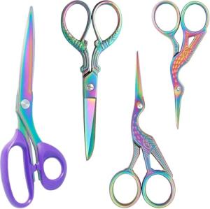 Asdirne Titanium Coating Sewing Scissors Bundle, Professional Fabric Scissors Set, Ultra-Sharp Stainless Steel Blades, Ergonomic Handle, Great for Tailor, Embroidery, Craft, 10.5"/5.1"/4.5"/3.6"
