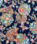 Cotton Fabric by The Yard, 0.55 Yard 58 Inch Wide Precut, 100% Cotton, Bronzing Design Floral Print Fabrics for Sewing Quilting Crafting (01- Design, Navy Blue)