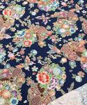 Cotton Fabric by The Yard, 0.55 Yard 58 Inch Wide Precut, 100% Cotton, Bronzing Design Floral Print Fabrics for Sewing Quilting Crafting (01- Design, Navy Blue)