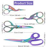 Asdirne Titanium Coating Sewing Scissors Bundle, Professional Fabric Scissors Set, Ultra-Sharp Stainless Steel Blades, Ergonomic Handle, Great for Tailor, Embroidery, Craft, 10.5"/5.1"/4.5"/3.6"