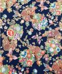 Cotton Fabric by The Yard, 0.55 Yard 58 Inch Wide Precut, 100% Cotton, Bronzing Design Floral Print Fabrics for Sewing Quilting Crafting (01- Design, Navy Blue)