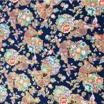 Cotton Fabric by The Yard, 0.55 Yard 58 Inch Wide Precut, 100% Cotton, Bronzing Design Floral Print Fabrics for Sewing Quilting Crafting (01- Design, Navy Blue)
