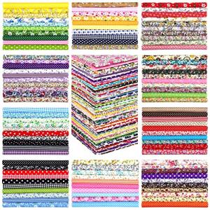 100 Pack 8 x 8 Inch Cotton Fabric Squares No Repeat Quilting Fabric Floral Patchwork Fabrics Cotton Fat Quarter Bundles Flower Sewing Fabrics for DIY Craft Sewing Cloths Handmade Accessories