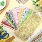 Moukeren 100 Pcs 10 x 10 '' Cotton Fabric Bundle Squares for Quilting Sewing Multicolor Precut Patchwork Materials Floral Printed Fabric Bundles for Spring DIY Beginners Crafts Cloths Handmade