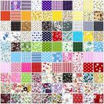 100 Pack 8 x 8 Inch Cotton Fabric Squares No Repeat Quilting Fabric Floral Patchwork Fabrics Cotton Fat Quarter Bundles Flower Sewing Fabrics for DIY Craft Sewing Cloths Handmade Accessories