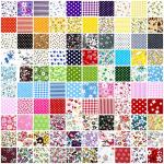 Moukeren 100 Pcs 10 x 10 '' Cotton Fabric Bundle Squares for Quilting Sewing Multicolor Precut Patchwork Materials Floral Printed Fabric Bundles for Spring DIY Beginners Crafts Cloths Handmade