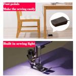 Dechow Sewing Machine for Beginners, Electric Mini Portable, 14 Built-in Stitches with Reverse Sewing, 2 Speeds Double Thread with Foot Pedal, Storage Bag, Cotton Fabric and Threads- Extension Table