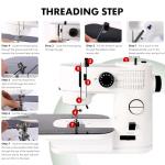 Twin Needles Sewing Machine, 39 Stitch Applications, Portable Household Electric Sewing Machine for beginners, with expansion Table, Foot Pedal, Light, Storage Drawer, Sewing Accessory Kit