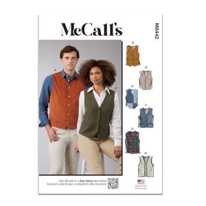McCall's M8442A Easy to Sew Misses' and Men's Lined Vests Sewing Pattern Kit, Design Code M8442, Sizes XS-S-M-L-XL