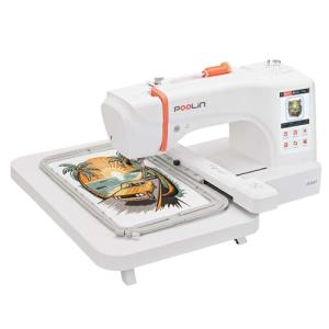 Poolin EOC07 Embroidery Machine, 7.9" x 15" Large Embroidery Area, 7" Touchscreen Institch OS3, Embroidery Starter Supplies Included, Wi-Fi Design Transfer Digital Software for Custom Projects