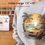 Poolin EOC07 Embroidery Machine, 7.9" x 15" Large Embroidery Area, 7" Touchscreen Institch OS3, Embroidery Starter Supplies Included, Wi-Fi Design Transfer Digital Software for Custom Projects