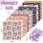 Whaline 12Pcs Retro Floral Cotton Fabric Bundles Wildflower Fabric Square Vintage Flower Sewing Fabrics for DIY Handmade Craft Decor, 10 x 10 in