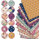 Whaline 12Pcs Retro Floral Cotton Fabric Bundles Wildflower Fabric Square Vintage Flower Sewing Fabrics for DIY Handmade Craft Decor, 10 x 10 in
