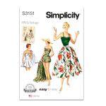 Simplicity SS3151Y5 Vintage 1950's Misses' One Piece Bathing Suit and Skirt Sewing Pattern Packet, Design Code S3151, Sizes 18-20-22-24-26