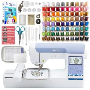 Brother PE900 5" x 7" Embroidery Machine with 80 Embroidery Thread Spools and Accessories