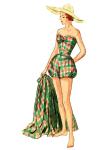 Simplicity SS3151Y5 Vintage 1950's Misses' One Piece Bathing Suit and Skirt Sewing Pattern Packet, Design Code S3151, Sizes 18-20-22-24-26