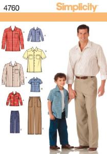 Simplicity 4760 Shirt and Pants Sewing Pattern for Men and Boys A (S-M-L/S-M-L-XL)