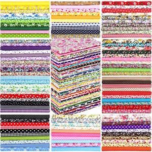 Moukeren 100 Pcs 8 x 8 Inch Cotton Fabric Squares No Repeat Pre Cut Quilting Fabric Bundle Multi Color Floral Square Patchwork Floral Printed Quilting Supplies for Sewing Spring DIY Craft Scrapbooking