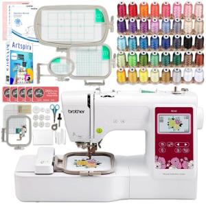 Brother PE545 Embroidery Machine with with 4 Embroidery Hoops, Accessories & 40 Spools of Polyester Embroidery Thead