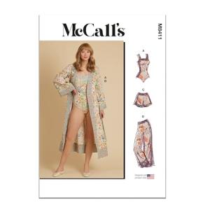 McCall's Easy to Sew Misses' Bodysuit, Robe, Shorts and Pants Sewing Pattern Kit, Design Code M8411, Sizes 12-14-16-18-20