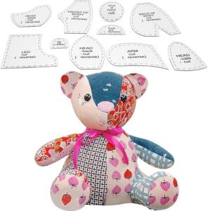 Memory Bear Template Ruler Set - 10 PCS Acrylic Quilting Templates for Sewing Patterns, DIY Stuffed Animal Keepsake, Beginner-Friendly Craft Kit with Instructions (10 inch)