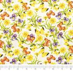 Singer Print Fabric, 100% Cotton, Yellow and Green Butterfly, Cut by The Yard