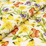 Singer Print Fabric, 100% Cotton, Yellow and Green Butterfly, Cut by The Yard