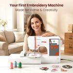 POOLIN EOC03 Embroidery Machine 4x4 & 4x9.25 Embroidery Area for Beginners, Easy Operation System, 130 Built-in Designs, 8 Fonts, WiFi Design Transfer, Home DIY Embroidery Machine with Starter Kit