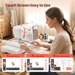 POOLIN EOC03 Embroidery Machine 4x4 & 4x9.25 Embroidery Area for Beginners, Easy Operation System, 130 Built-in Designs, 8 Fonts, WiFi Design Transfer, Home DIY Embroidery Machine with Starter Kit
