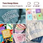 POOLIN EOC03 Embroidery Machine 4x4 & 4x9.25 Embroidery Area for Beginners, Easy Operation System, 130 Built-in Designs, 8 Fonts, WiFi Design Transfer, Home DIY Embroidery Machine with Starter Kit