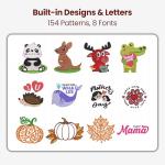 POOLIN EOC03 Embroidery Machine 4x4 & 4x9.25 Embroidery Area for Beginners, Easy Operation System, 130 Built-in Designs, 8 Fonts, WiFi Design Transfer, Home DIY Embroidery Machine with Starter Kit