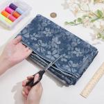 PH PandaHall Flower Printed Denim Fabric by The Yard Floral Pattern Sewing Fabric 55 Inch Wide Blue Crafts Fabrics Vintage Denim Fabrics for Sewing DIY Handmade Crafting Jeans Clothing Quilting