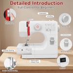 Beginners Sewing Machine for Beginners, Dual Speed Portable Electric Mini Sewing Machine with 14 Stitches, Complete Repair Kit for Clothing Fabrics, Handheld Sew Machine for DIY Travel & Home Use