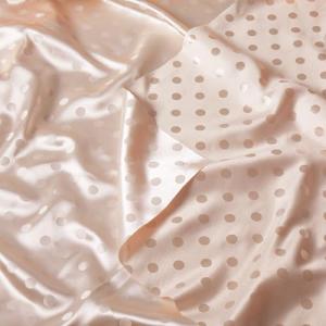 MaiMaiSuan 60’’ Wide Champagne Polka Dot Satin Jacquard Fabric by The Yard Soft Shiny Silky Satin Fabric for Sewing, DIY Crafts, Costumes,Decoration,Bridal Dress,1 Yard
