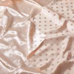 MaiMaiSuan 60’’ Wide Champagne Polka Dot Satin Jacquard Fabric by The Yard Soft Shiny Silky Satin Fabric for Sewing, DIY Crafts, Costumes,Decoration,Bridal Dress,1 Yard