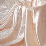 MaiMaiSuan 60’’ Wide Champagne Polka Dot Satin Jacquard Fabric by The Yard Soft Shiny Silky Satin Fabric for Sewing, DIY Crafts, Costumes,Decoration,Bridal Dress,1 Yard