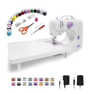 This lightweight Sewing machine is designed for convenience and versatility. Sewing Machine for Beginners,Portable 12 Built-in Stitches,(High-Low Speeds),505UJH.DC Power Supply Method.