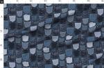 Spoonflower Fabric - Denim Pockets Sashiko Fashion Sewing Trousers Printed on Denim Fabric Fat Quarter - Bottomweight Apparel Home Decor Upholstery