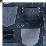 Spoonflower Fabric - Denim Pockets Sashiko Fashion Sewing Trousers Printed on Denim Fabric Fat Quarter - Bottomweight Apparel Home Decor Upholstery