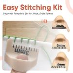 Edge Stitch Lock and Sewing Gauge-Sewing Gauge-Edge Sewing Lockranding Tool-Needle Gauge Quilting Ruler for Straight & Curved Seams for Beginners,Professional Sewers - 2/3/4 Mm, 3 Pcs,Plastic (Beige)