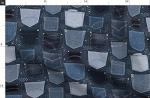 Spoonflower Fabric - Denim Pockets Sashiko Fashion Sewing Trousers Printed on Denim Fabric Fat Quarter - Bottomweight Apparel Home Decor Upholstery