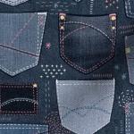Spoonflower Fabric - Denim Pockets Sashiko Fashion Sewing Trousers Printed on Denim Fabric Fat Quarter - Bottomweight Apparel Home Decor Upholstery