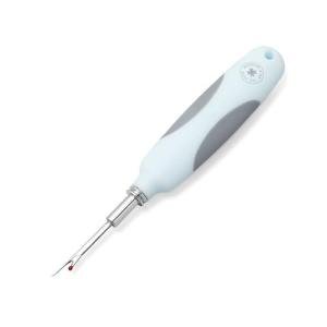 Missouri Star Seam Ripper - Heavy Duty Stitch and Hem Remover Tool with Blade Cover - Ergonomic Sewing and Quilting Essential for Cutting Thread, Light Blue & Gray