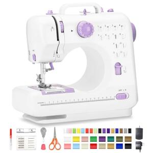 Sewing Machine for Beginners with 12 Built-in Stitches, Mini Sewing Machine with Foot Pedal, High-Low Speeds, Portable and Sewing Enthusiasts (505)